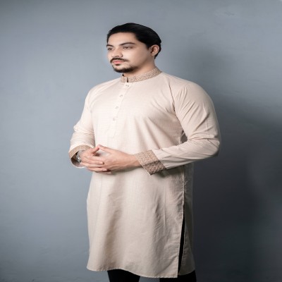 Premium Cotton Panjabi - Beige