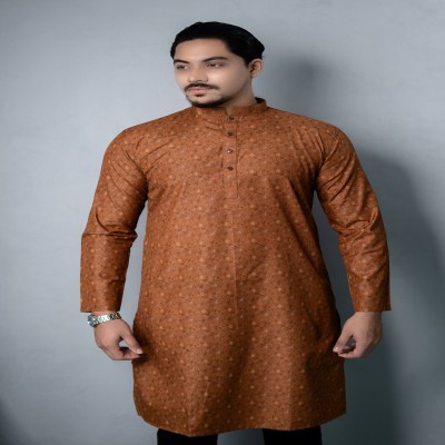 Regular Printed Panjabi Light Brown - 005