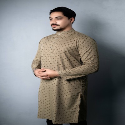 Regular Printed Panjabi Brown - 004