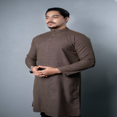 Premium Check Panjabi - Shining Brown