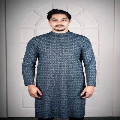 Regular Printed Panjabi Black Ash - 008