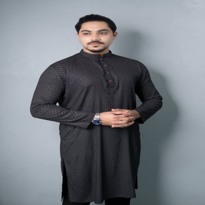 Regular Printed Panjabi Dark Ash - 001